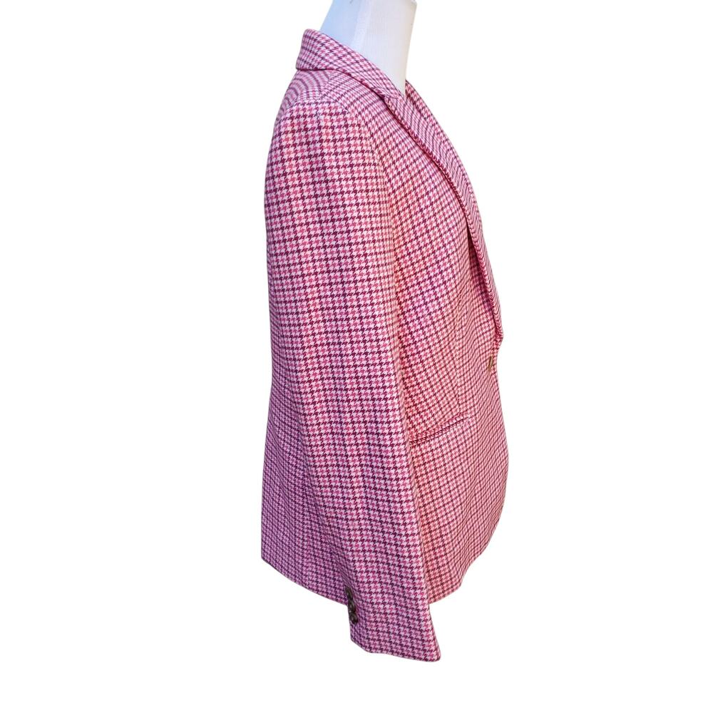 J. Crew Berry Pink Houndstooth Blazer Jacket Ivy Preppy Academia Wool Blend 12 - Picture 8 of 16